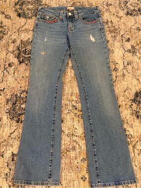Y2K Vtg Vigoss 7/8 Beaded Embroidered Boot Cut Low Rise Jeans